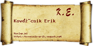 Kovácsik Erik névjegykártya